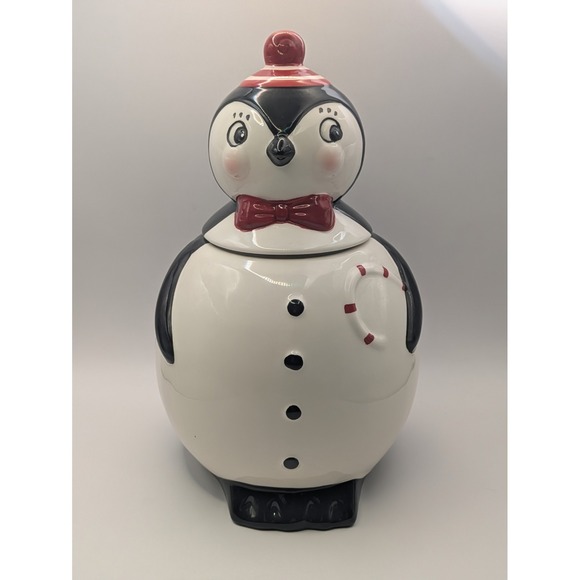 Carnival Cottage By Johanna Parker Other - Johanna Parker Carnival Cottage Penguin Christmas Cookie Jar Canister Snug Lid